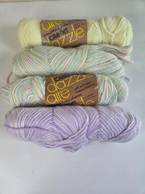 Vtg Caron Dazzle Aire Yarn Bundle Skeins Baby Rainbow Pastel Colors 4-Ply Blend